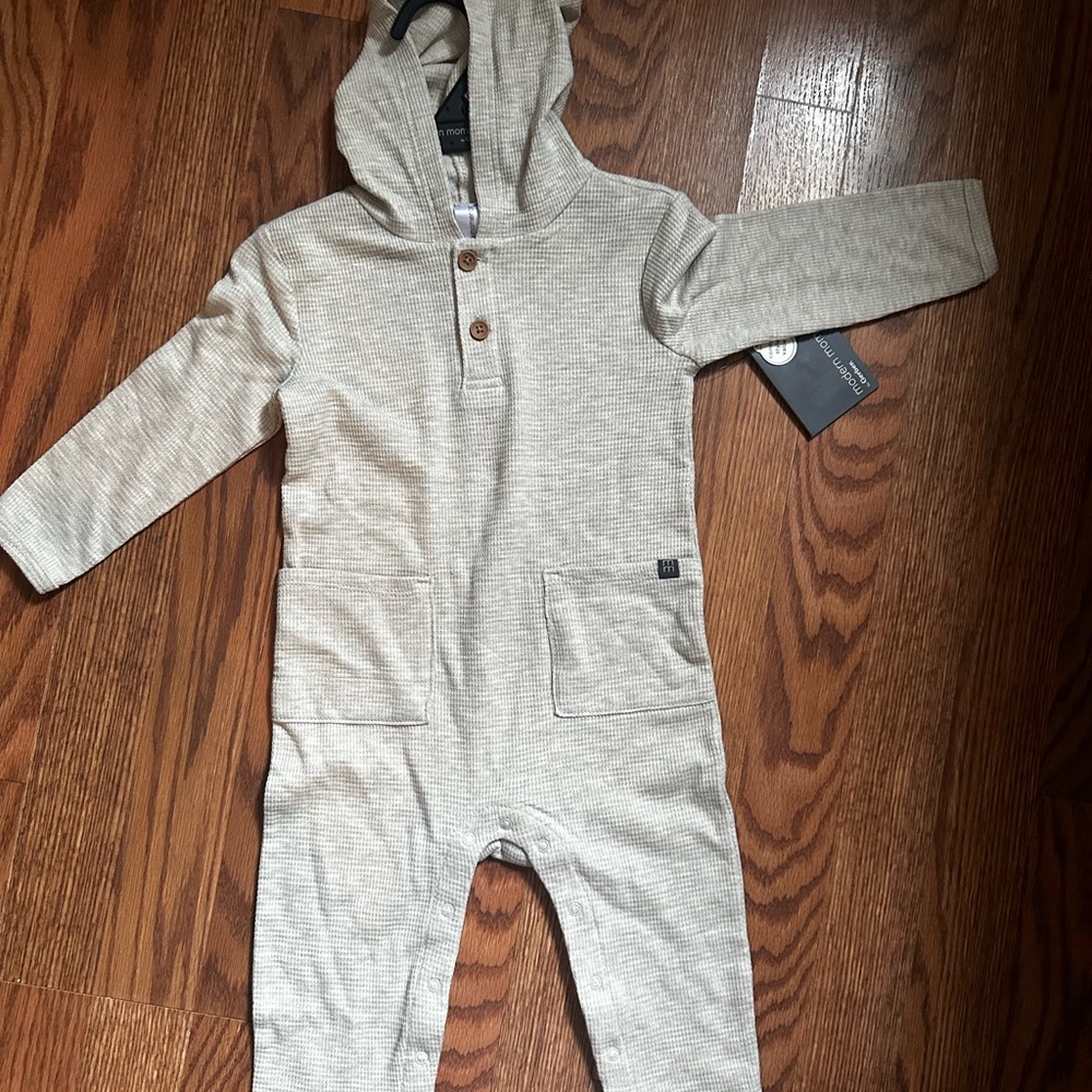 Beige Hooded Baby Romper